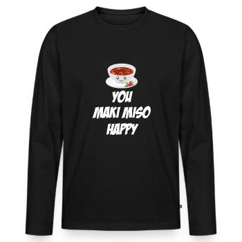 Vous Maki Miso Happy Cuisine Asiatique Chinoise - T-shirt manches longues Premium bio Homme - noir - Devant - Nico (187cm)