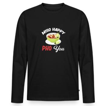 Miso Happy Pho You Cuisine chinoise asiatique - T-shirt manches longues Premium bio Homme - noir - Devant - Nico (187cm)