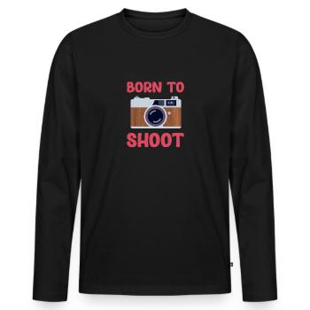 Born to take pictures. Funny photographer. - Men's Premium Organic Long Sleeve Shirt - black - Front - Nico (187cm)