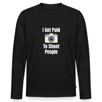Je suis payé pour photographier les gens. - T-shirt manches longues Premium bio Homme - noir - Devant - Nico (187cm)
