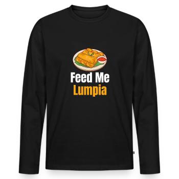 Nourrissez-moi Lumpia Pinoy Shanghai Lover Adobo - T-shirt manches longues Premium bio Homme - noir - Devant - Nico (187cm)