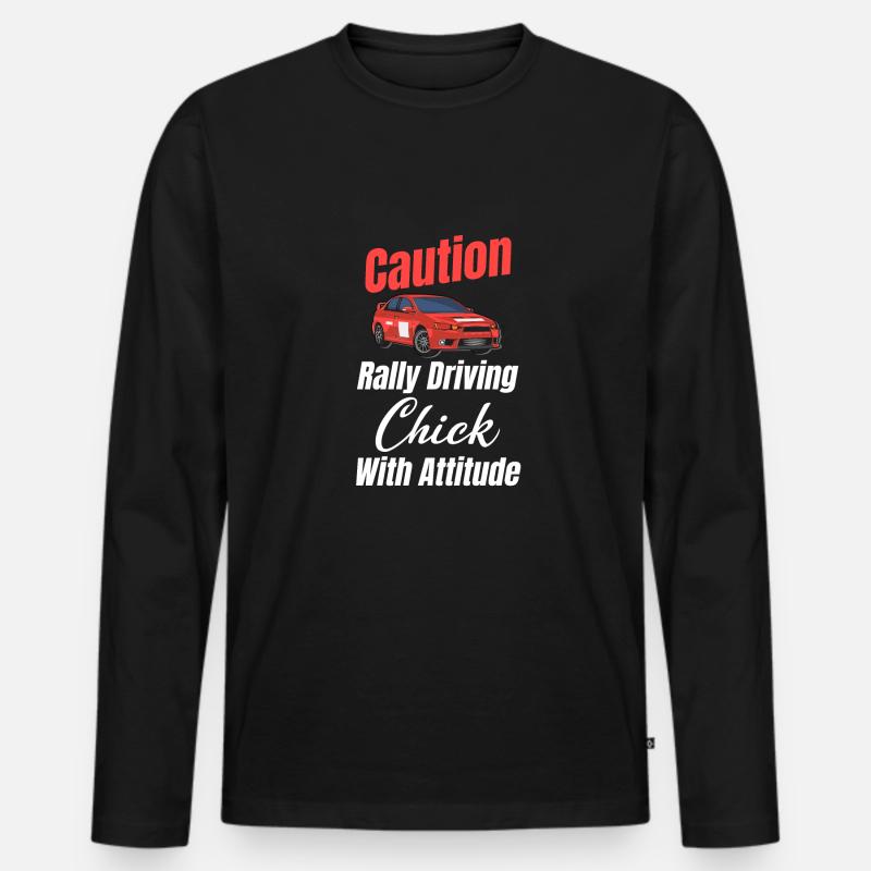 Achtung, Rallye Fahrendes Mädchen Mit - Männer Premium Bio Langarmshirt - Schwarz