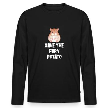 Retten Sie Den Pelzigen Kartoffelliebhaber - Männer Premium Bio Langarmshirt - Schwarz - Vorne - Nico (187cm)
