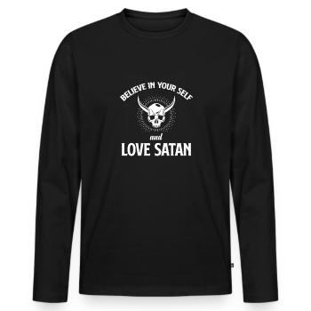Crois en toi et aime Satan Antichrist - T-shirt manches longues Premium bio Homme - noir - Devant - Nico (187cm)