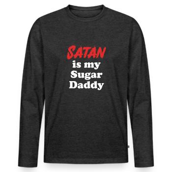 Satan Ist Mein Sugardaddy Antichrist Humor Gothic - Männer Premium Bio Langarmshirt - Anthrazit meliert - Vorne - Nico (187cm)