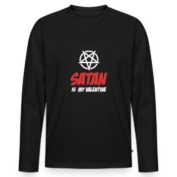 Satan est ma Saint-Valentin Antéchrist Humour Satanique - T-shirt manches longues Premium bio Homme - noir - Devant - Nico (187cm)