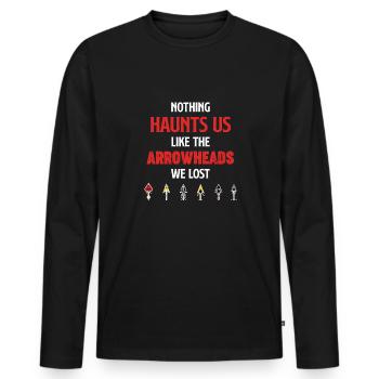 Rien ne nous hante autant que les pointes de flèches, - T-shirt manches longues Premium bio Homme - noir - Devant - Nico (187cm)