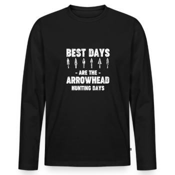 Les meilleurs jours sont les jours de chasse aux pointes de flèches - T-shirt manches longues Premium bio Homme - noir - Devant - Nico (187cm)
