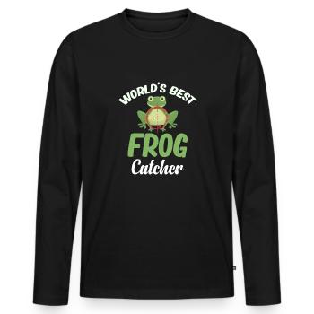 Meilleur attrape-grenouilles du monde Chasse Cottagecore Morelle - T-shirt manches longues Premium bio Homme - noir - Devant - Nico (187cm)