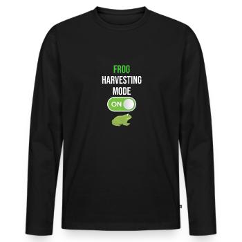 Mode de récolte des grenouilles pendant la chasse - T-shirt manches longues Premium bio Homme - noir - Devant - Nico (187cm)