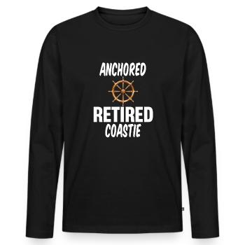 Anchored Retired Coastie Coast Guard Armed Force - Männer Premium Bio Langarmshirt - Schwarz - Vorne - Nico (187cm)