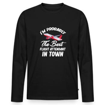 Je suis probablement la meilleure hôtesse de l’air - T-shirt manches longues Premium bio Homme - noir - Devant - Nico (187cm)