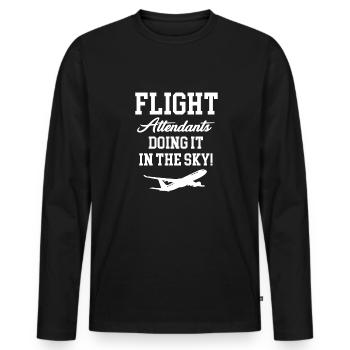 Les hôtesses de l’air sont tout simplement géniales - T-shirt manches longues Premium bio Homme - noir - Devant - Nico (187cm)