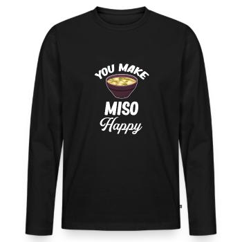 Vous rendez Miso heureux Miso Puns Asiatique Chinois - T-shirt manches longues Premium bio Homme - noir - Devant - Nico (187cm)