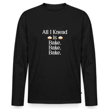 Alles, Was Ich Knete, Ist Backen, Backen, Backen. - Männer Premium Bio Langarmshirt - Schwarz - Vorne - Nico (187cm)
