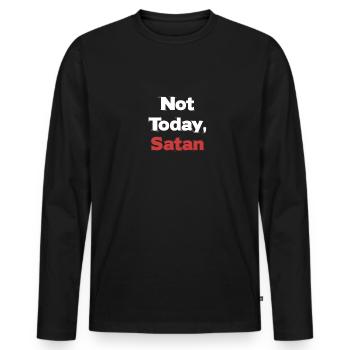 Pas aujourd’hui, Satan Antéchrist Humour Gothique - T-shirt manches longues Premium bio Homme - noir - Devant - Nico (187cm)