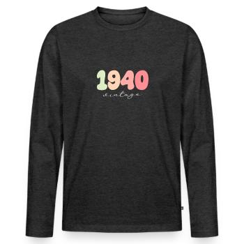 1940 Birthday Year of birth - Men's Premium Organic Long Sleeve Shirt - heather anthracite - Front - Nico (187cm)