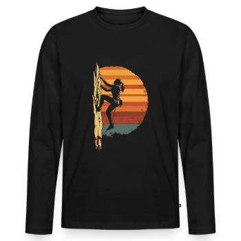Climber freeclimbing vintage silhouette - Men's Premium Organic Long Sleeve Shirt - black - Front - Nico (187cm)