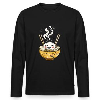 Bol de Ramen Gaï Kawaii Japon - T-shirt manches longues Premium bio Homme - noir - Devant - Nico (187cm)
