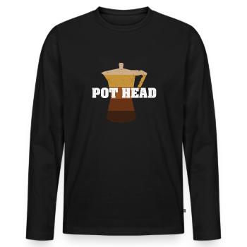 Pot Head, Vintage, Morning Grouches - Men's Premium Organic Long Sleeve Shirt - black - Front - Nico (187cm)