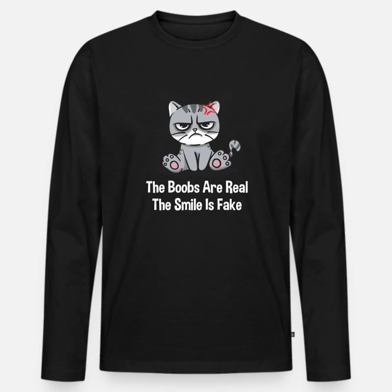 Brüste sind echt - Männer Premium Bio Langarmshirt - Schwarz