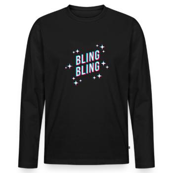 bling bling funkelnde sterne spruch sticker cool - Männer Premium Bio Langarmshirt - Schwarz - Vorne - Nico (187cm)