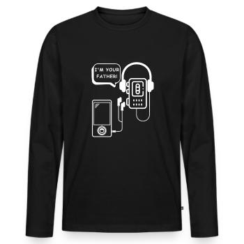 I Am Your Father | Walkman, mp3, music - Men's Premium Organic Long Sleeve Shirt - black - Front - Nico (187cm)