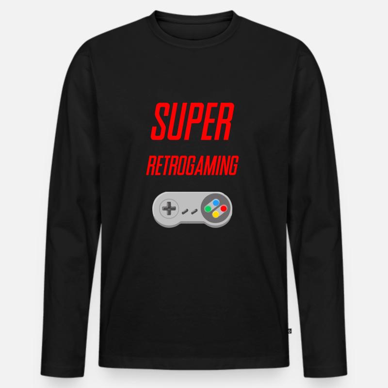 SUPER retrogaming - Männer Premium Bio Langarmshirt - Schwarz