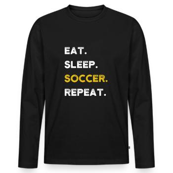 Eat Sleep Soccer Répéter le footballeur de motif de football - T-shirt manches longues Premium bio Homme - noir - Devant - Nico (187cm)