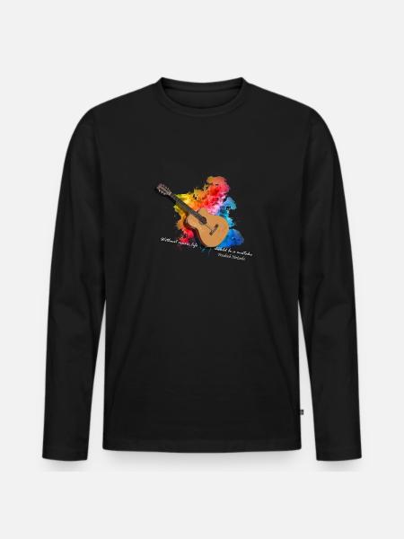 gitarre akustik gitarre mit farben Geschenk - Männer Premium Bio Langarmshirt - Schwarz