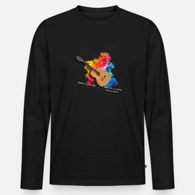 gitarre akustik gitarre mit farben Geschenk - Männer Premium Bio Langarmshirt - Schwarz
