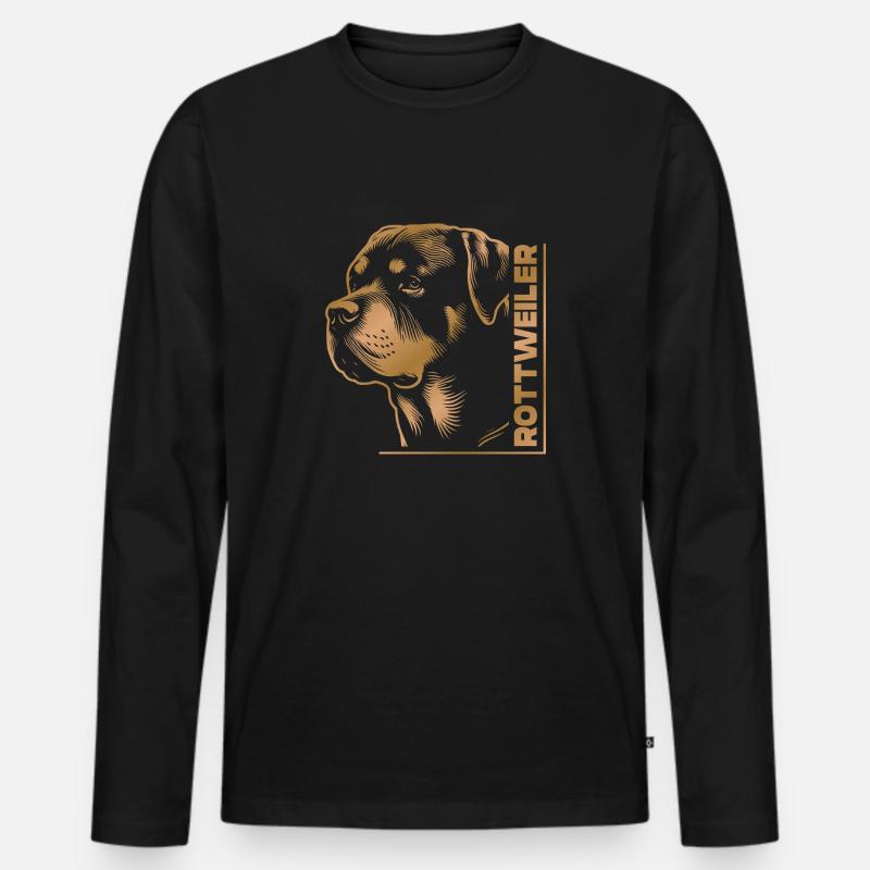 ROTTWEILER Zeichnung Kopf gold - Männer Premium Bio Langarmshirt - Schwarz