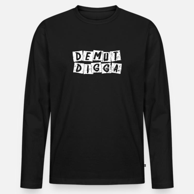 Demut Digga - Männer Premium Bio Langarmshirt - Schwarz
