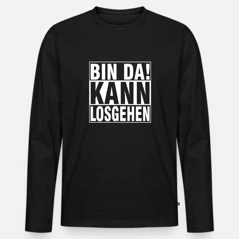 bin dA KANN LOSGEHEN - Männer Premium Bio Langarmshirt - Schwarz