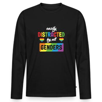 LBGT Flag Gay Pride Human Distracted by all - Men's Premium Organic Long Sleeve Shirt - black - Front - Nico (187cm)