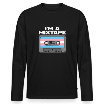 LBGT Flag Gay Pride Human I'm a Mixtape - Men's Premium Organic Long Sleeve Shirt - black - Front - Nico (187cm)