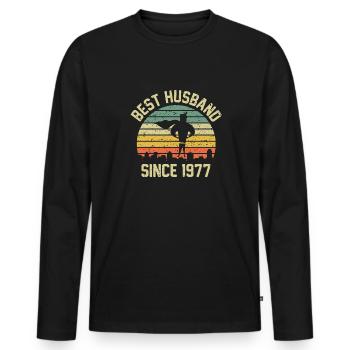 Best Husband Since 1977 wedding anniversary - Männer Premium Bio Langarmshirt - Schwarz - Vorne - Nico (187cm)