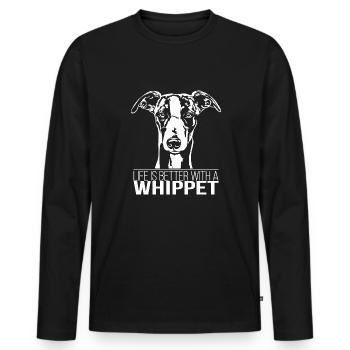 WHIPPET life is better dog saying dog Wilsigns - Men's Premium Organic Long Sleeve Shirt - black - Front - Nico (187cm)