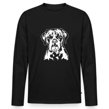 Boxer allemand Portrait Chiens Chien Wilsigns - T-shirt manches longues Premium bio Homme - noir - Devant - Nico (187cm)