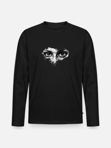 Augen parti am ablaufen - Männer Premium Bio Langarmshirt - Schwarz