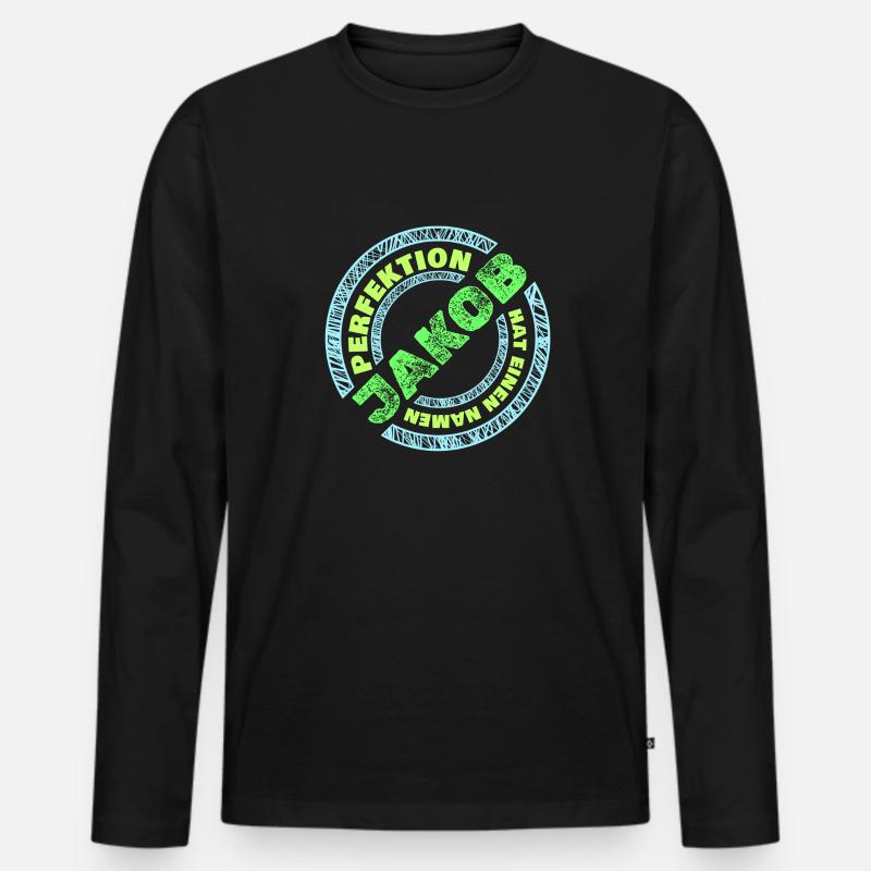 Jakob - Männer Premium Bio Langarmshirt - Schwarz