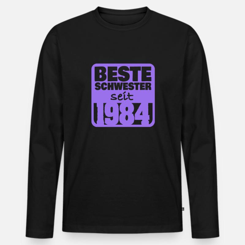 Schwester 1984 - Männer Premium Bio Langarmshirt - Schwarz