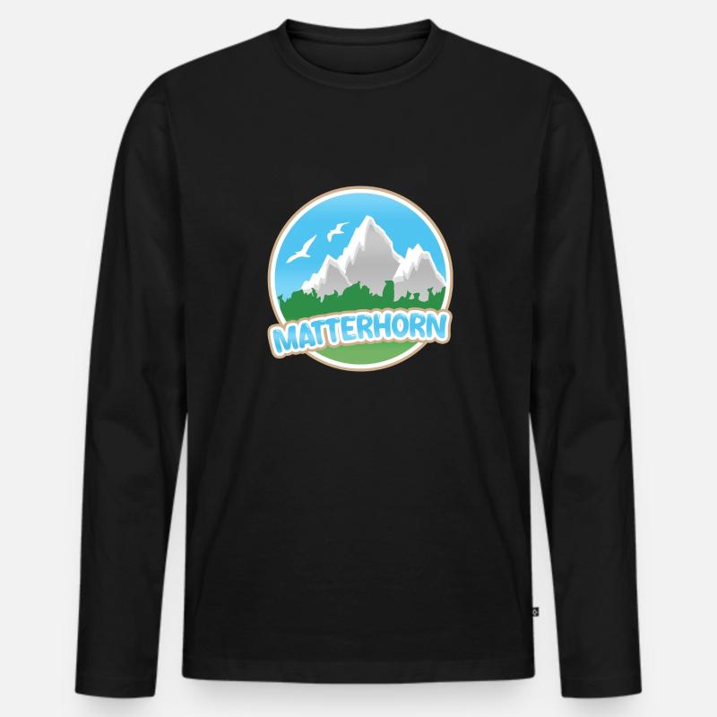 Matterhorn - Männer Premium Bio Langarmshirt - Schwarz