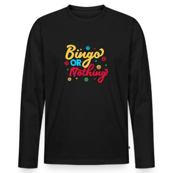 Jeu de bingo ou rien bingo - T-shirt manches longues Premium bio Homme - noir - Devant - Nico (187cm)