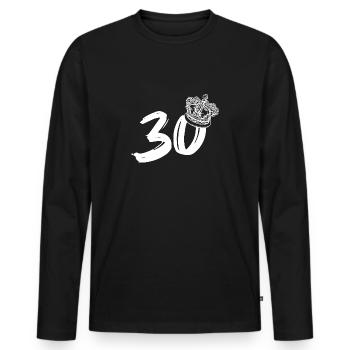 30 ans - T-shirt manches longues Premium bio Homme - noir - Devant - Nico (187cm)