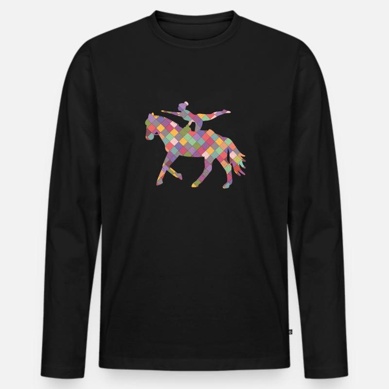 Voltigieren Silhouette Mädchen Reiterin Geschenk - Männer Premium Bio Langarmshirt - Schwarz