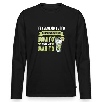 Mojito instead of getting married Gift Wedding Italy - Men's Premium Organic Long Sleeve Shirt - black - Front - Nico (187cm)