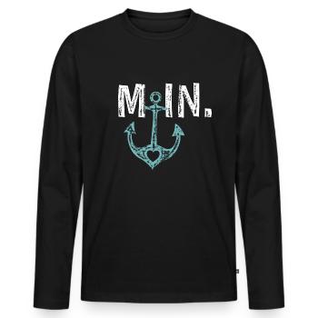 Moin Anker Seefahrt Design Geschenkidee - Männer Premium Bio Langarmshirt - Schwarz - Vorne - Nico (187cm)