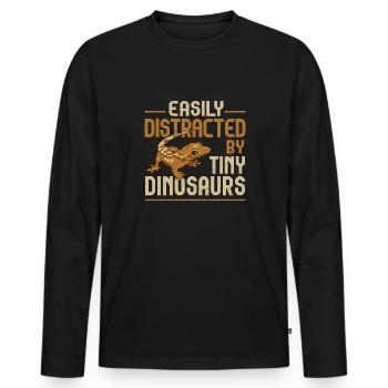 Lézard Gecko couronné Herpétologiste des reptiles - T-shirt manches longues Premium bio Homme - noir - Devant - Nico (187cm)