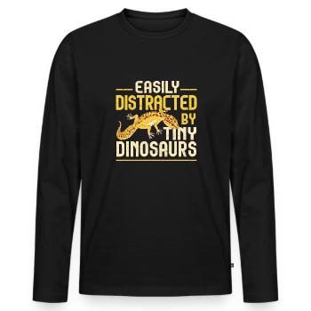 Léopard Gecko Lézard Reptiles Herpétologiste - T-shirt manches longues Premium bio Homme - noir - Devant - Nico (187cm)